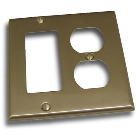 Residential Essentials Residential Essentials 10826SN Double Rocker and Receptacle Outlet Switch Plate; Satin Nickel 10826SN